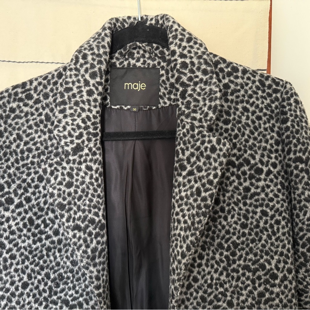 Maje Black and Gray Patterned Trench Coat - Picture 2 of 14